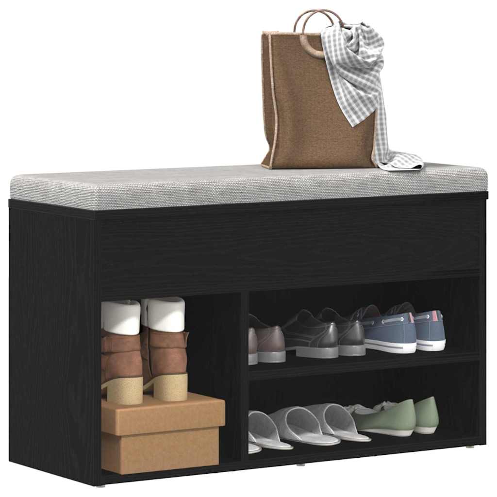 Klupa za cipele Crni hrast 80 x 30 x 45 cm Konstruirano drvo