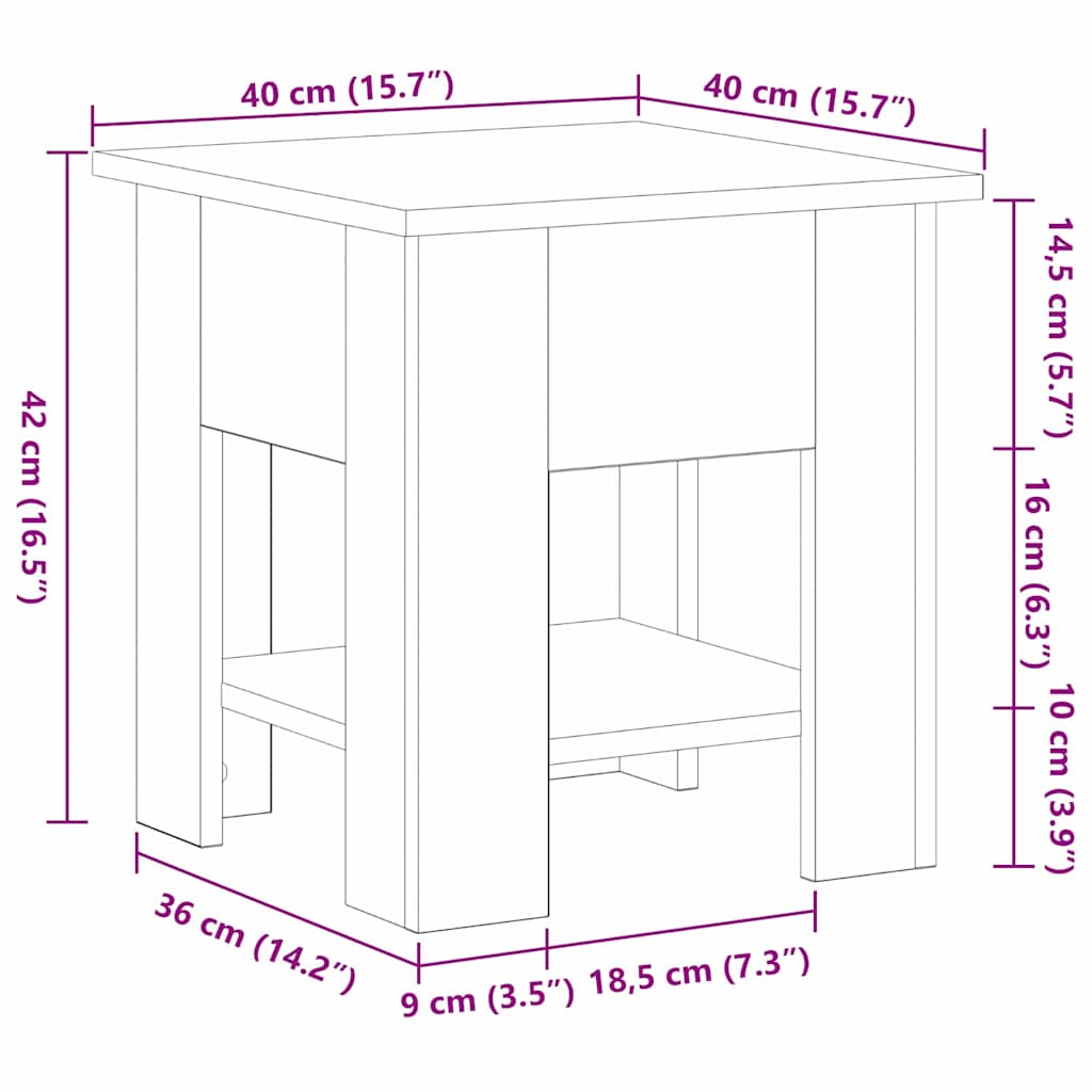 Kava Stol Crni hrast 40 x 40 x 42 cm Konstruirano drvo