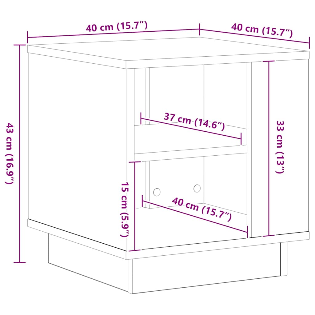 Kava Stol Crni hrast 40 x 40 x 43 cm Konstruirano drvo