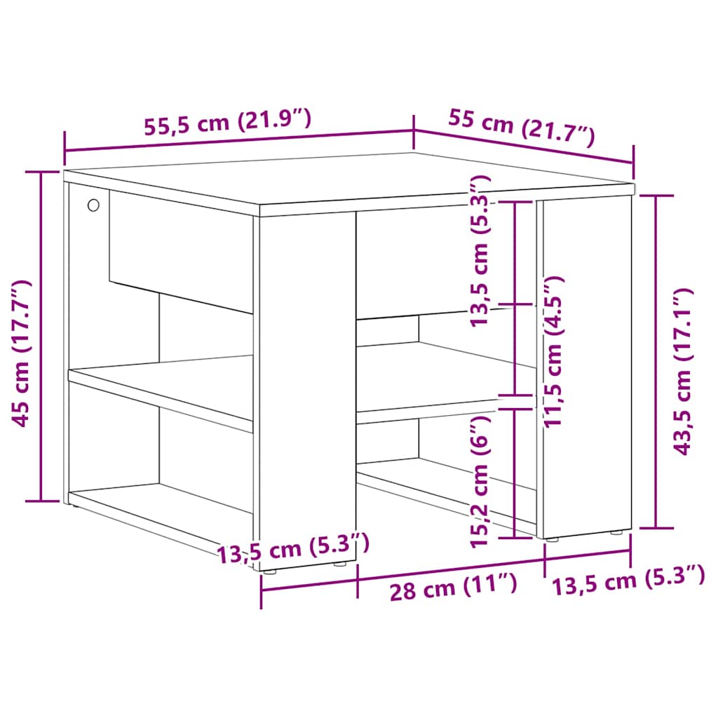 Kava Stol Crni hrast 55,5 x 55 x 45 cm Konstruirano drvo