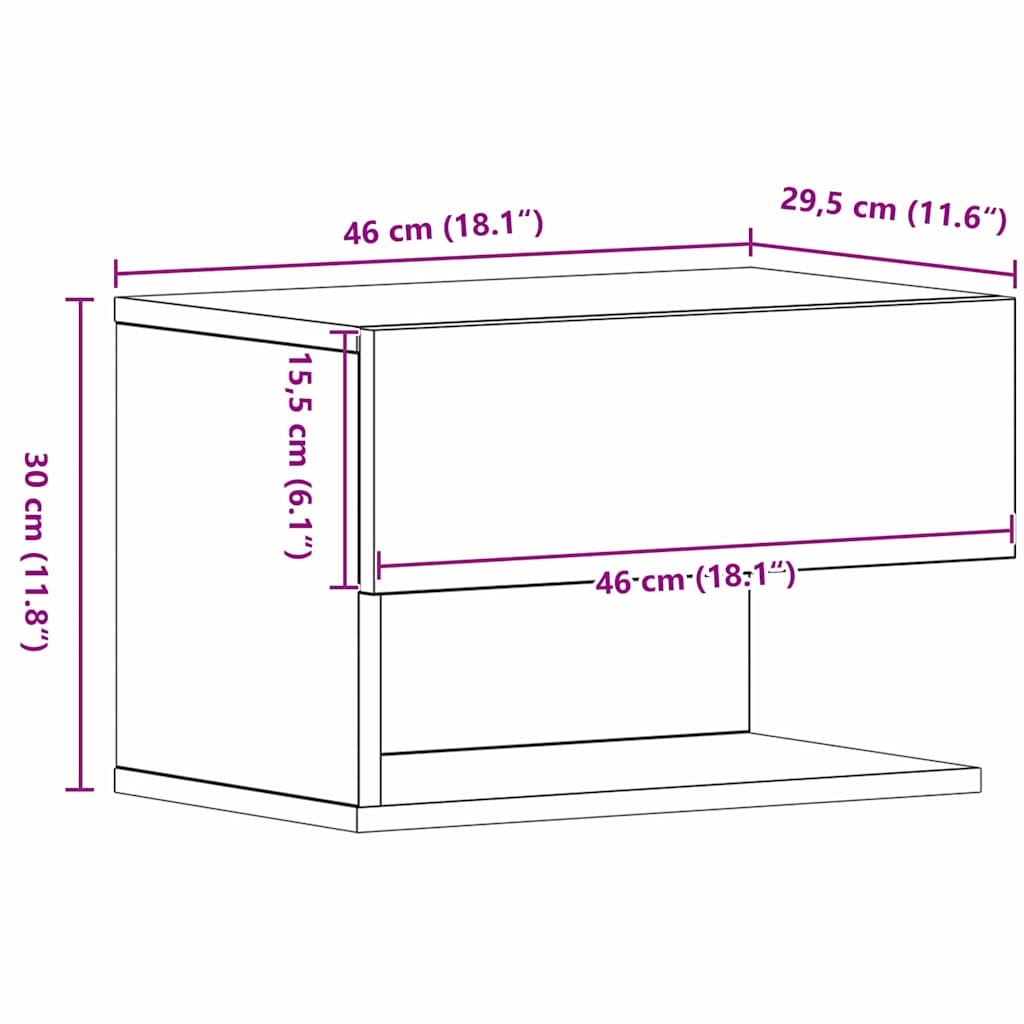 Noćni ormar Crni hrast 46 x 30 x 30 cm Konstruirano drvo