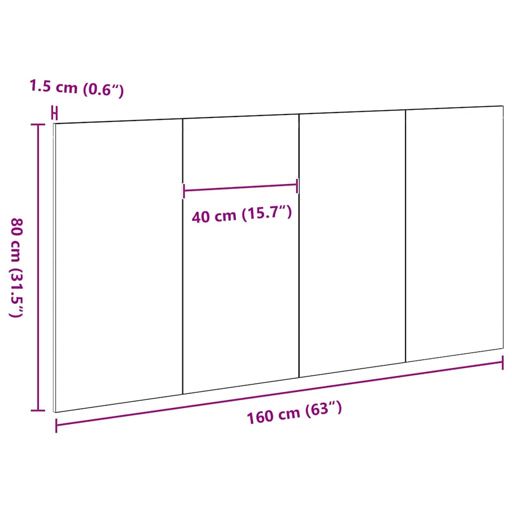 Uzglavlje za krevet Zidne Crni hrast 160 x 1.5 x 80.5 cm