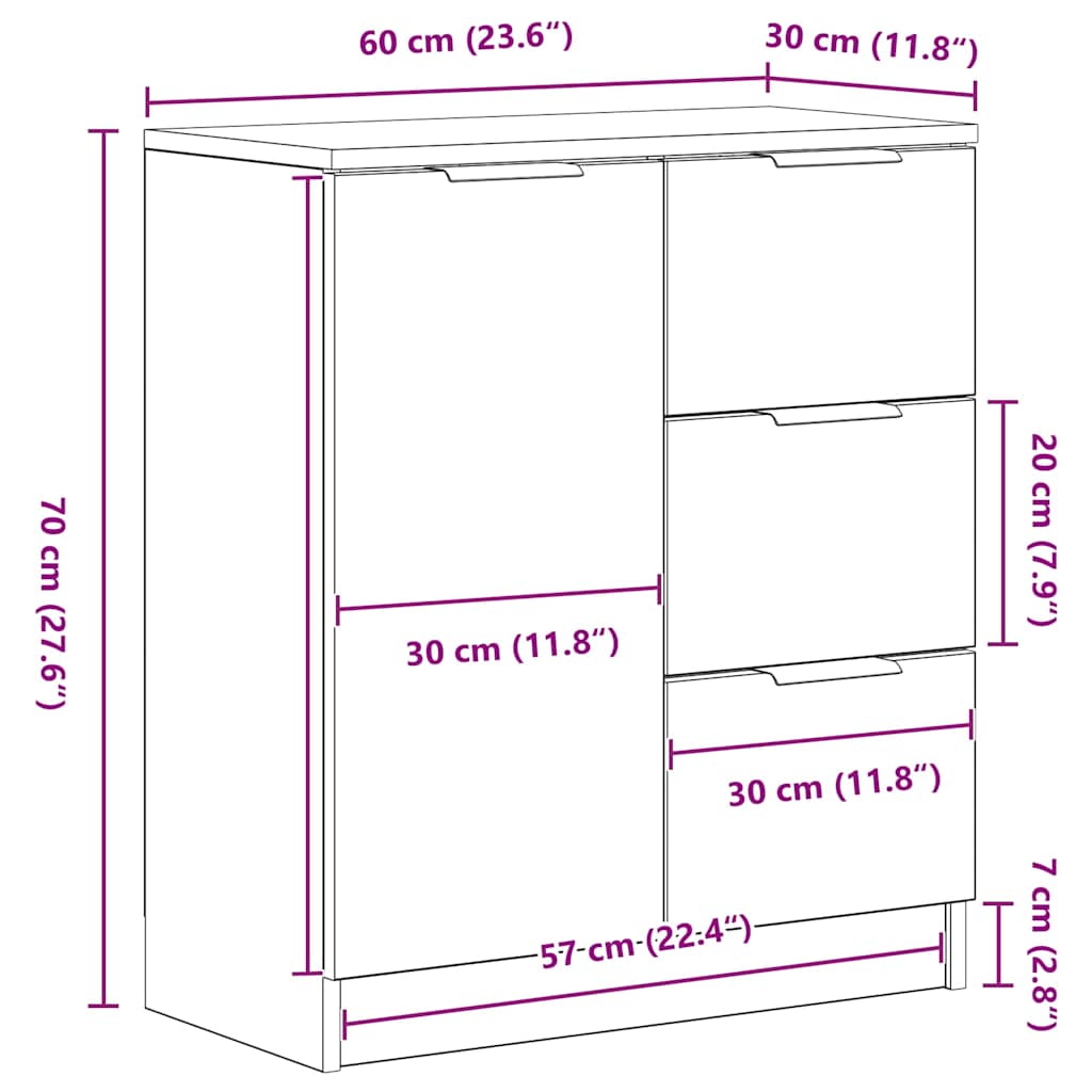 Kreveta s ladicama Crni hrast 60 x 30 x 70 cm Konstruirano drvo