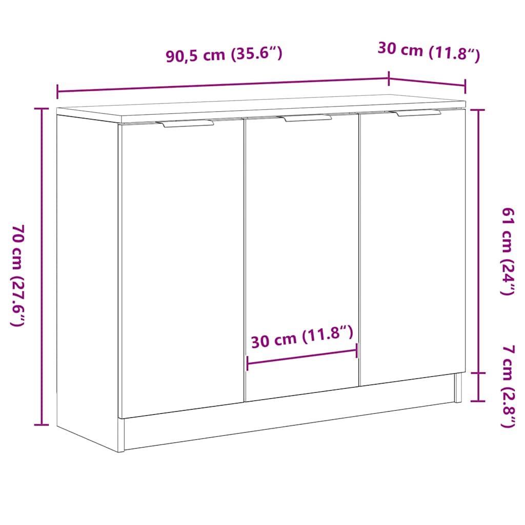 Kreveta Crni hrast 90,5 x 30 x 70 cm Konstruirano drvo