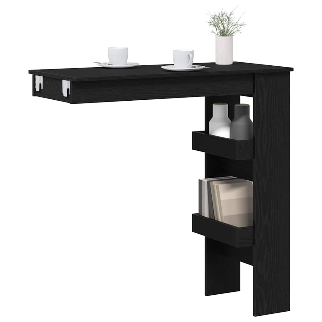 Barski Stol za Zid s policom Crni hrast 102 x 45 x 103,5 cm
