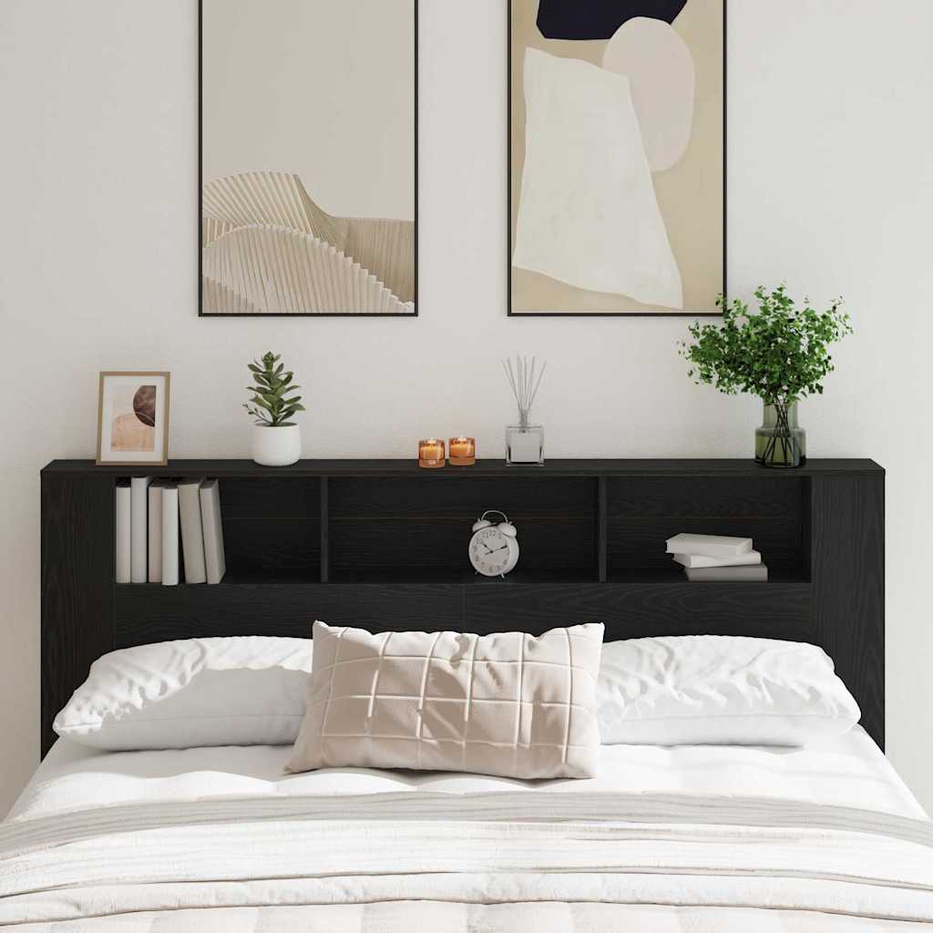Glava kreveta s ormarićem Crni hrast 200 x 18,5 x 102,5 cm