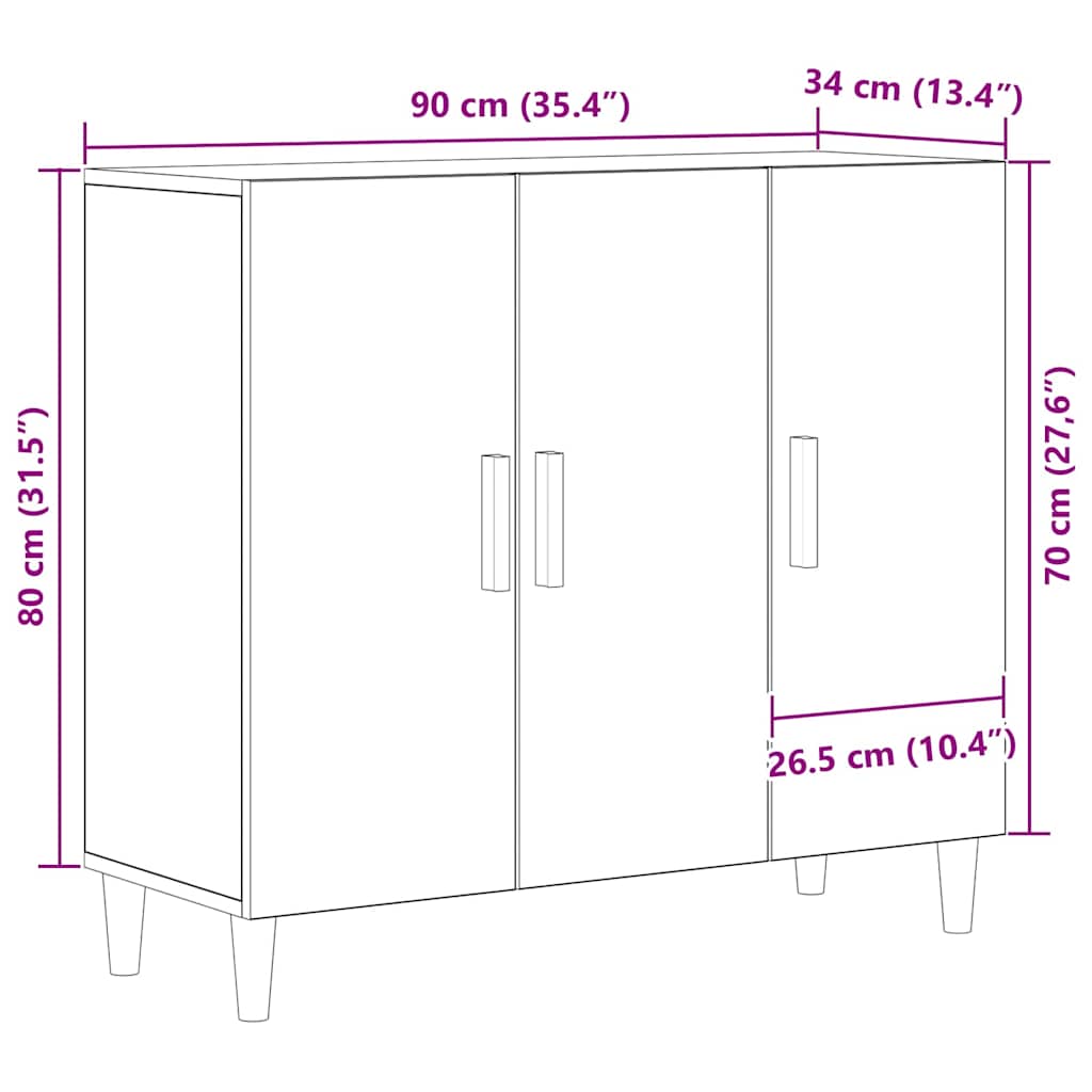 Kreveta Crni hrast 90 x 34 x 80 cm Konstruirano drvo