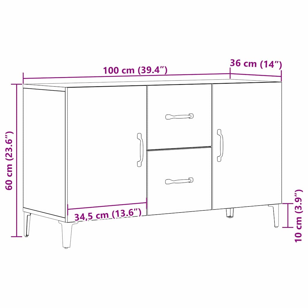 Kreveta Crni hrast 100 x 36 x 60 cm Konstruirano drvo