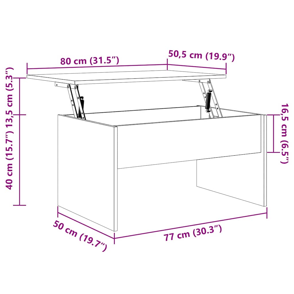 Kava Stol Crni hrast 80 x 50,5 x 41,5 cm Konstruirano drvo