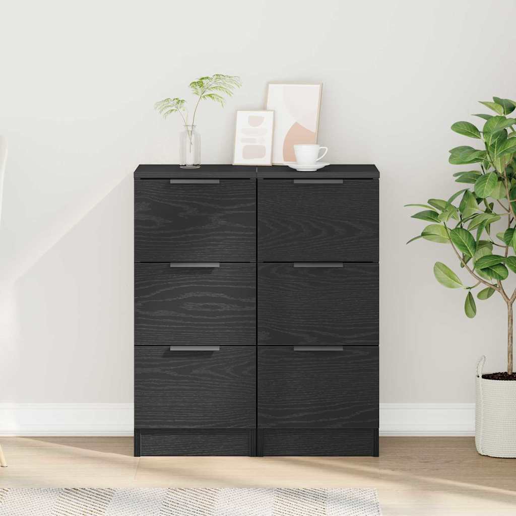 Kreveta 2 pcs Crni hrast 30 x 30 x 70 cm Konstruirano drvo