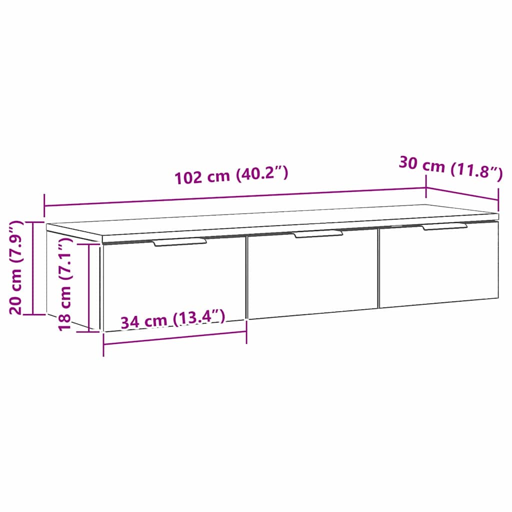 Ormar za Zid Crni hrast 102 x 30 x 20 cm Konstruirano drvo
