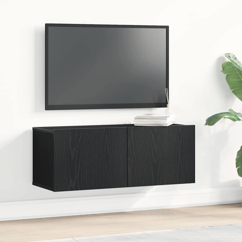 TV ormar 2 pcs Crni hrast 80 x 30 x 30 cm Konstruirano drvo