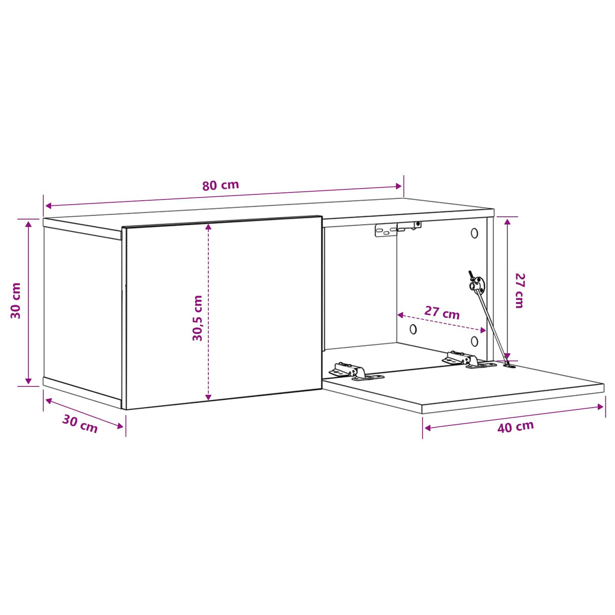 TV ormar 2 pcs Crni hrast 80 x 30 x 30 cm Konstruirano drvo