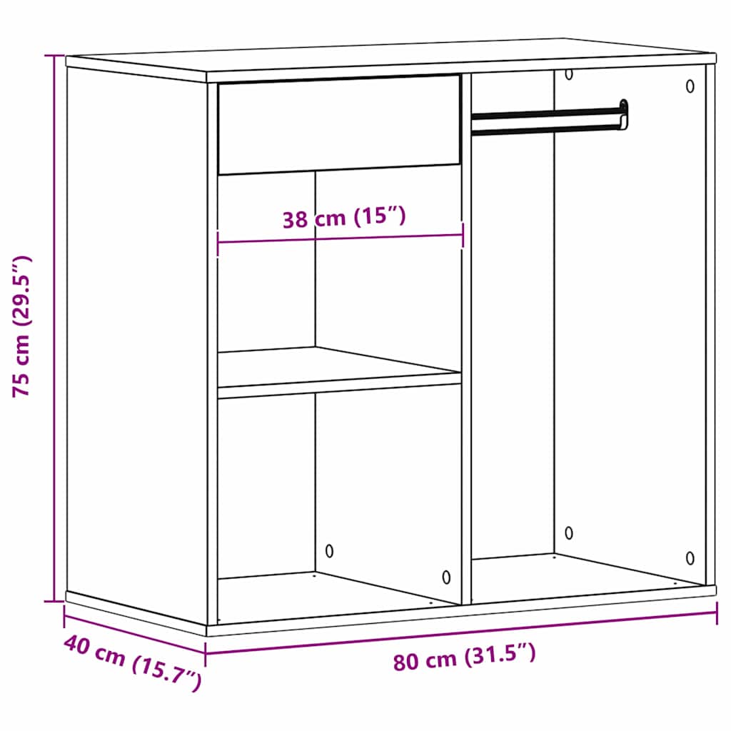 Kozmetički ormar Crni hrast 80 x 40 x 75 cm Konstruirano drvo