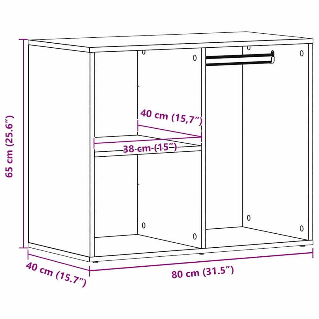 Kozmetički ormar Crni hrast 80 x 40 x 65 cm Konstruirano drvo
