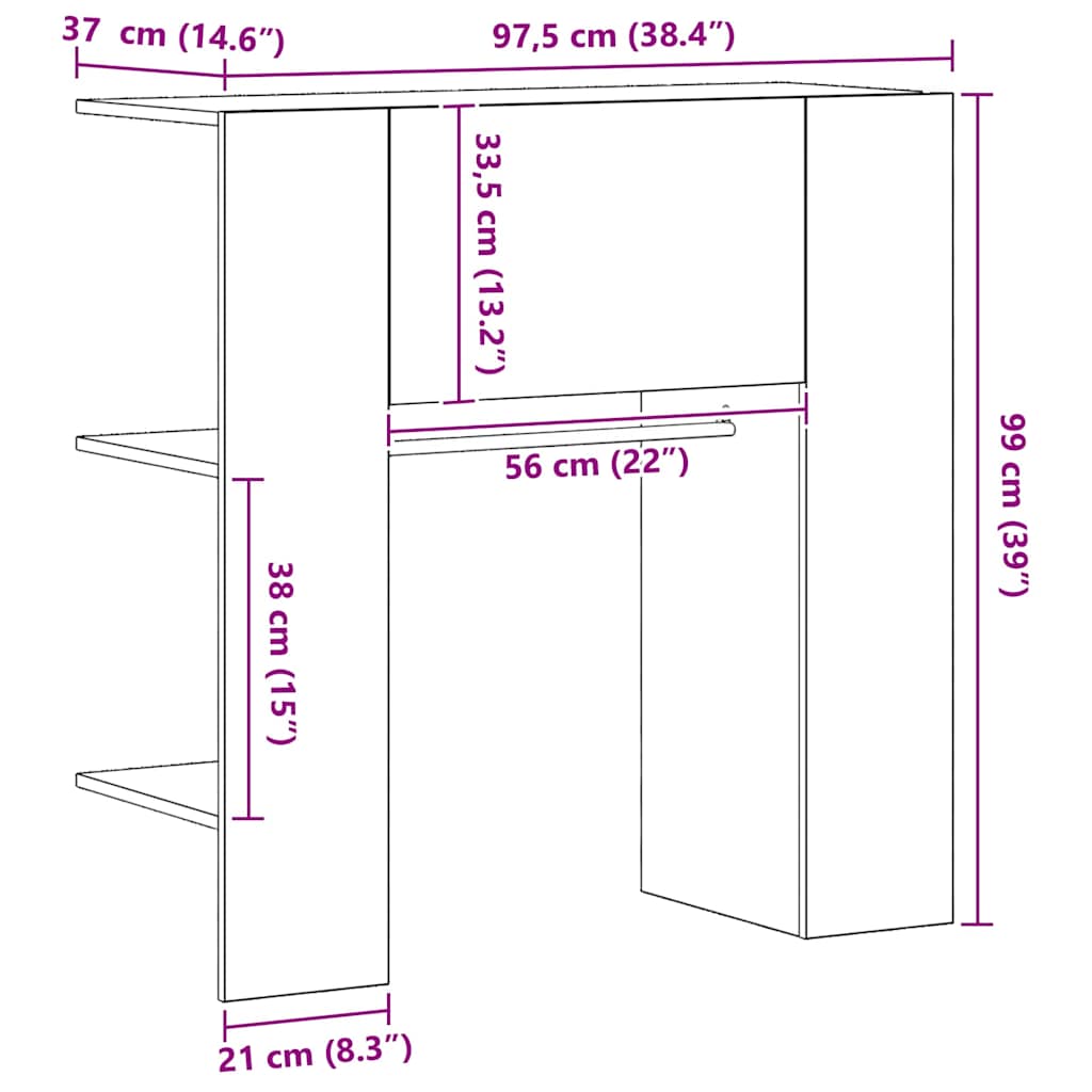 Ormar za hodnik Crni hrast 97,5 x 37 x 99 cm Konstruirano drvo