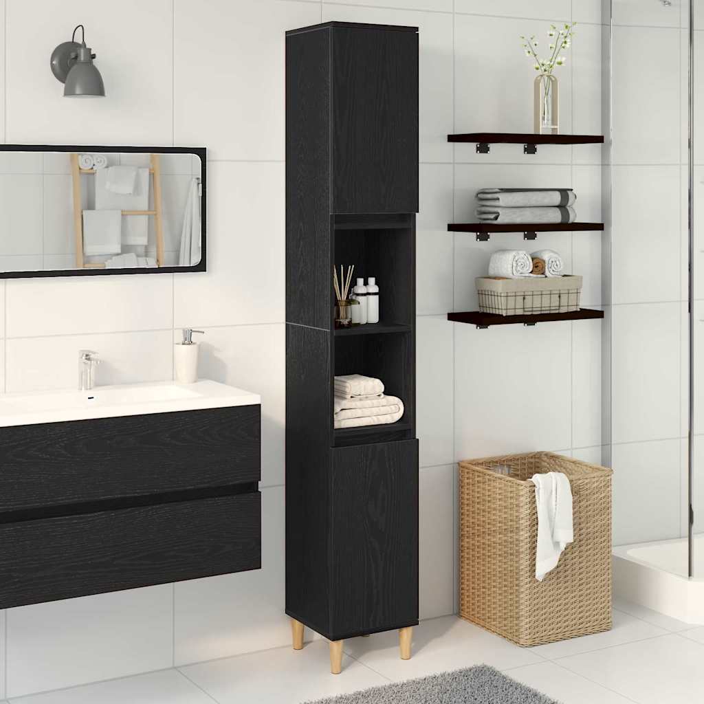 Kupaonski ormar Crni hrast 30 x 30 x 190 cm Konstruirano drvo