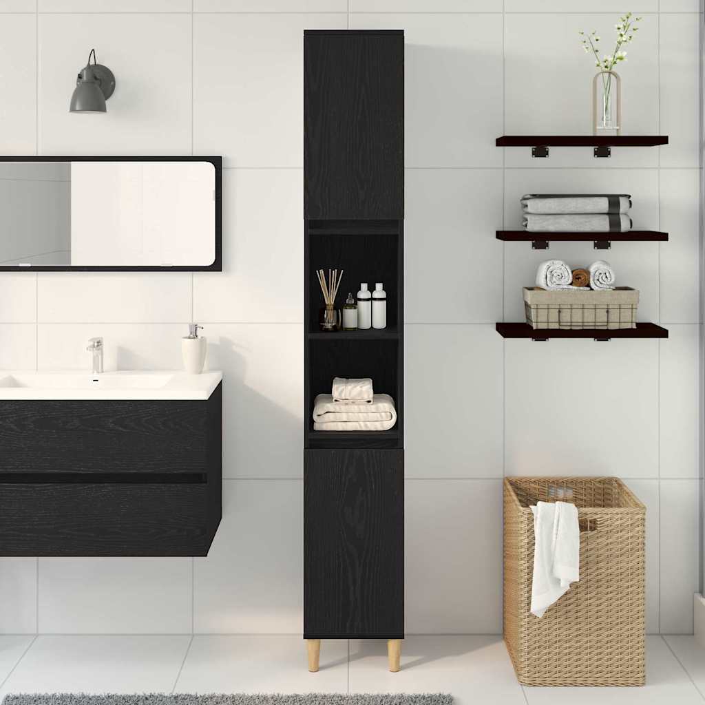 Kupaonski ormar Crni hrast 30 x 30 x 190 cm Konstruirano drvo