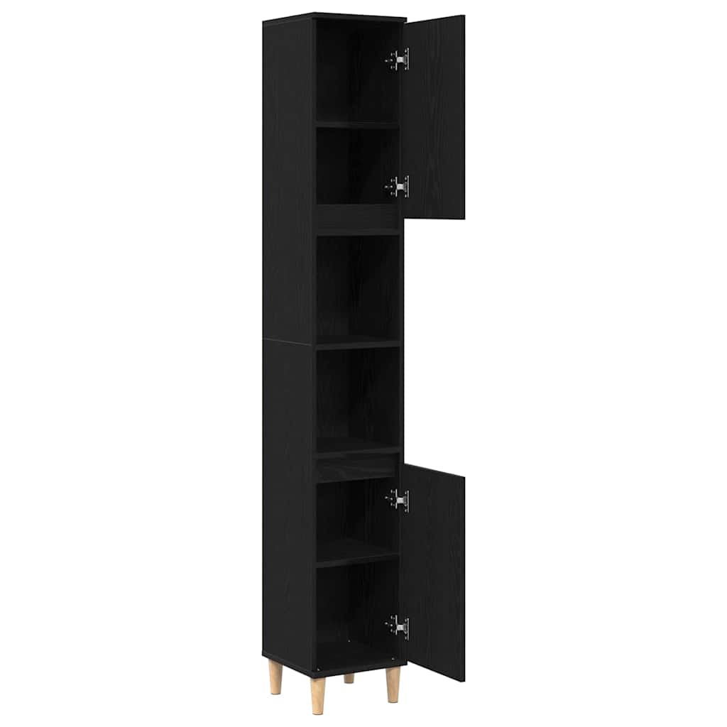 Kupaonski ormar Crni hrast 30 x 30 x 190 cm Konstruirano drvo