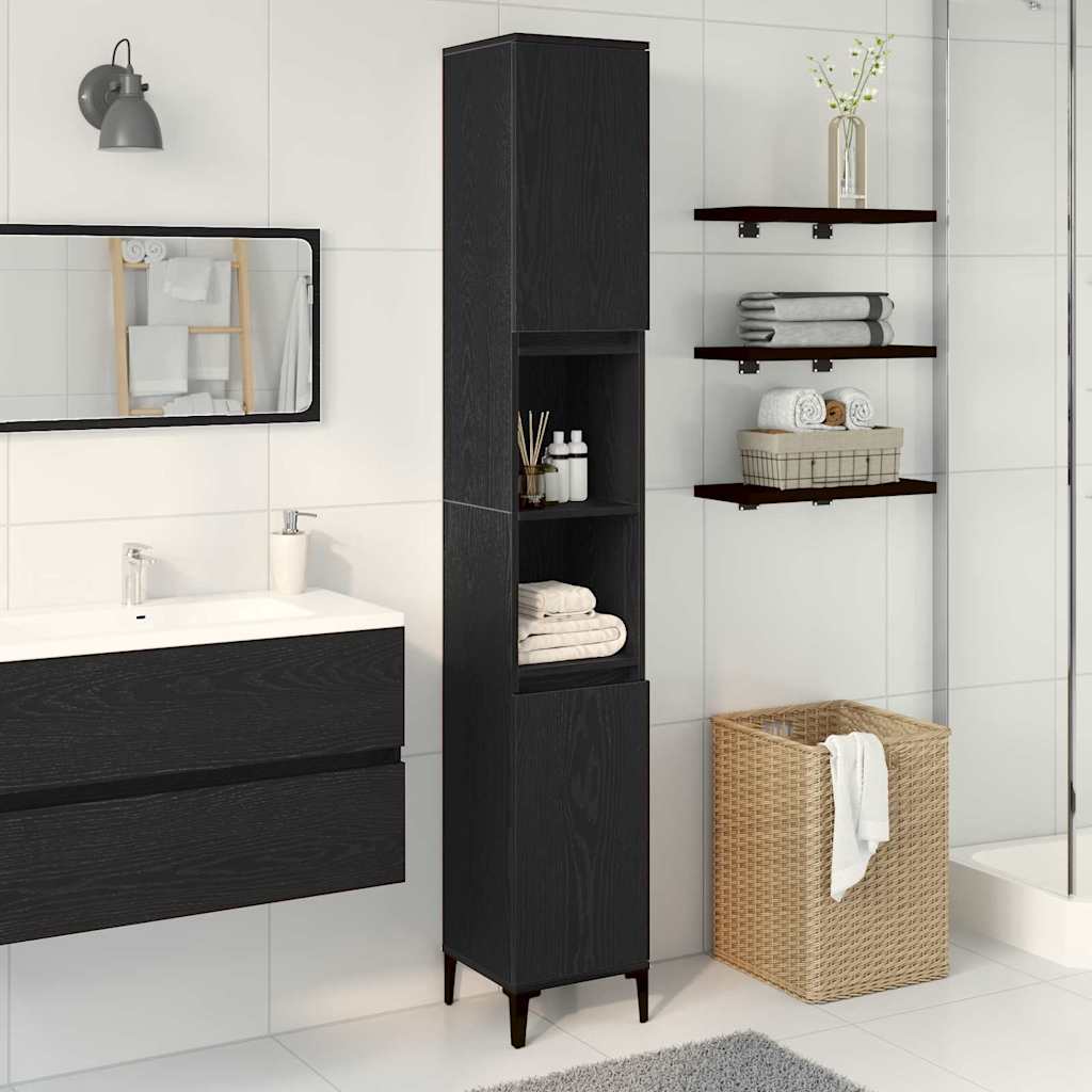 Kupaonski ormar Crni hrast 30 x 30 x 190 cm Konstruirano drvo