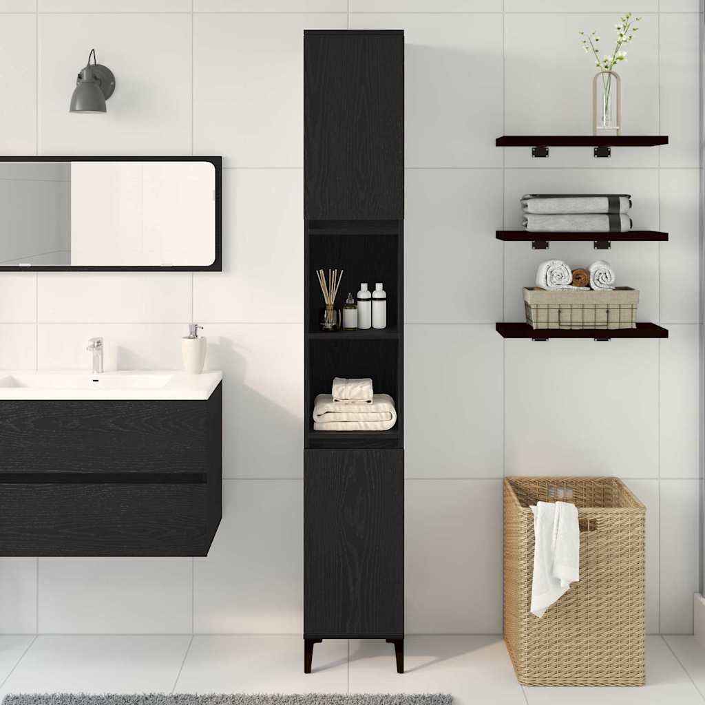 Kupaonski ormar Crni hrast 30 x 30 x 190 cm Konstruirano drvo