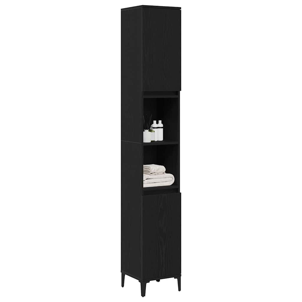 Kupaonski ormar Crni hrast 30 x 30 x 190 cm Konstruirano drvo