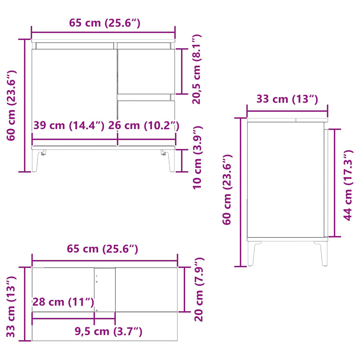 Kupaonski ormar Crni hrast 65 x 33 x 60 cm Konstruirano drvo