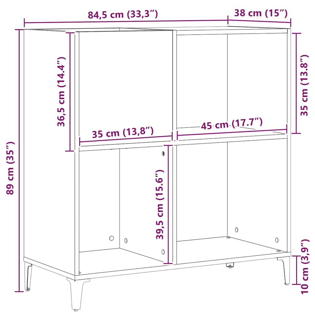 Ormar za ploče Crni hrast 84,5 x 38 x 89 cm Konstruirano drvo