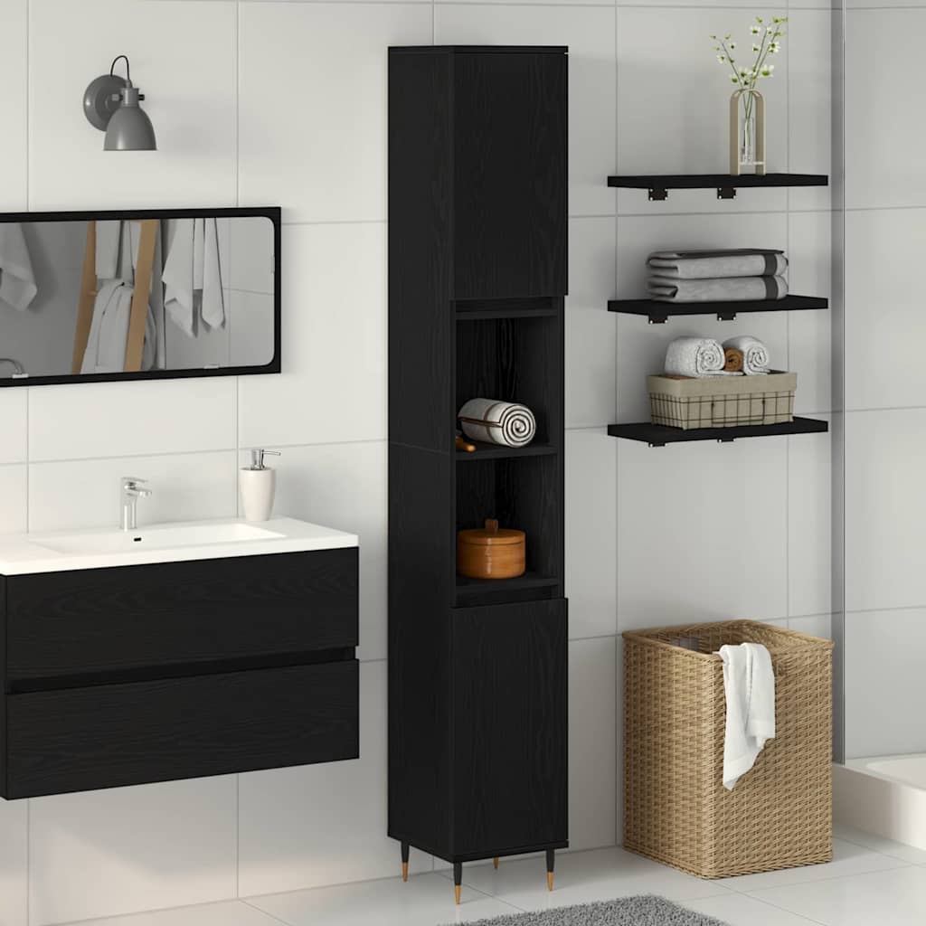 Kupaonski ormar Crni hrast 30 x 30 x 190 cm Konstruirano drvo