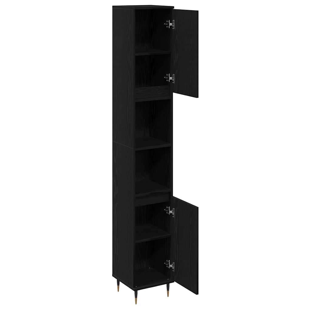 Kupaonski ormar Crni hrast 30 x 30 x 190 cm Konstruirano drvo