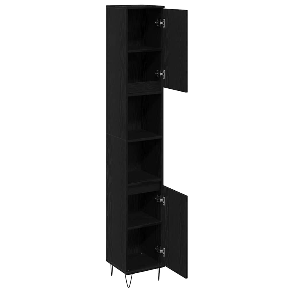 Kupaonski ormar Crni hrast 30 x 30 x 190 cm Konstruirano drvo