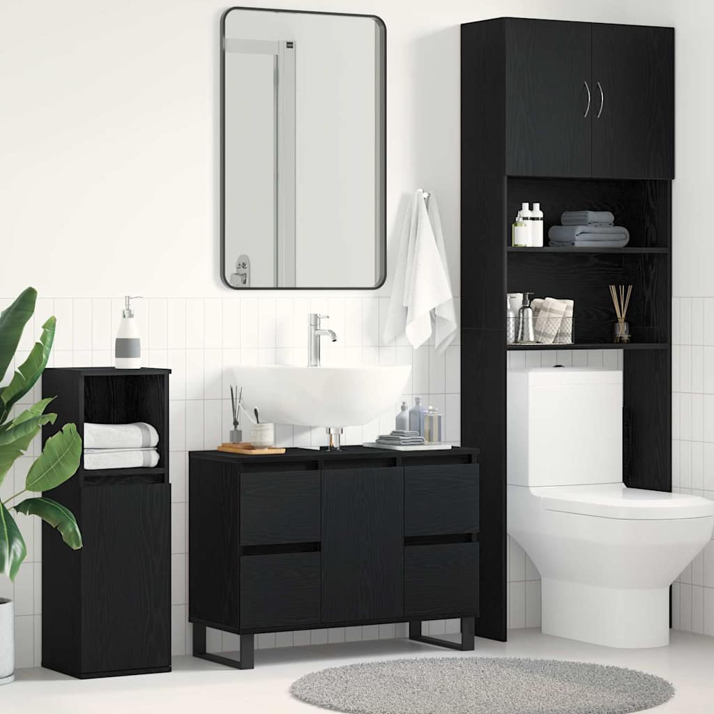Kupaonski ormar Crni hrast 80 x 33 x 60 cm Konstruirano drvo