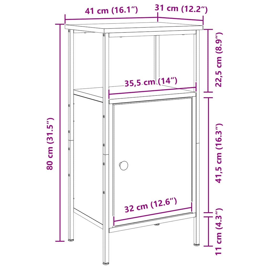 Noćni ormar Crni hrast 41 x 31 x 80 cm Konstruirano drvo