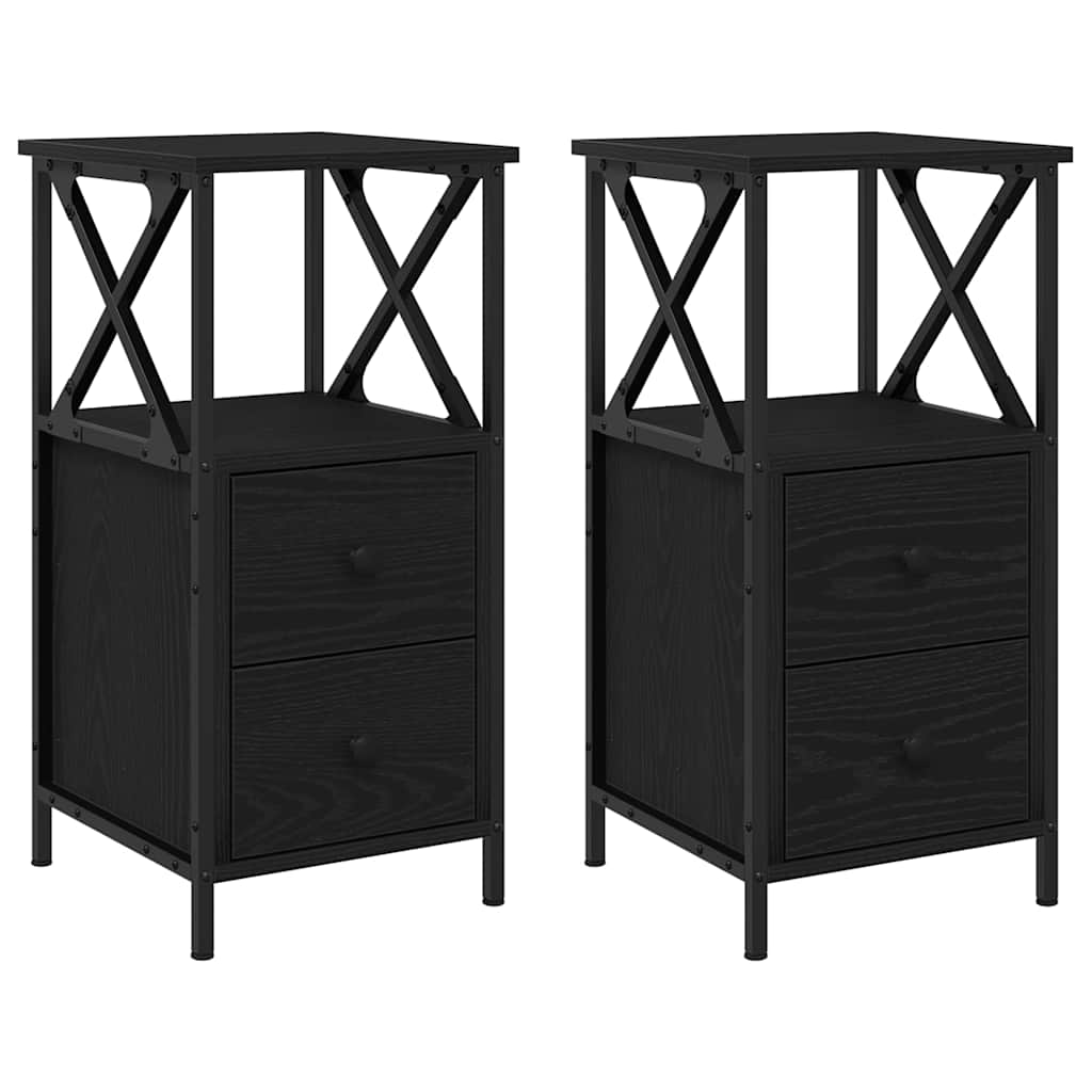 Noćni ormar s ladicama 2 pcs Crni hrast 34 x 35,5 x 70 cm