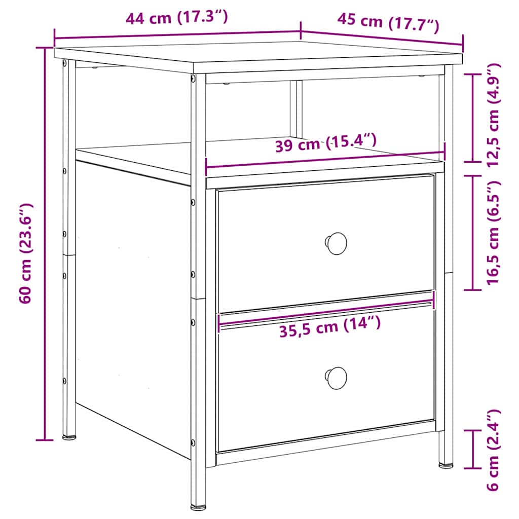 Noćni ormar Crni hrast 34 x 35,5 x 50 cm Konstruirano drvo