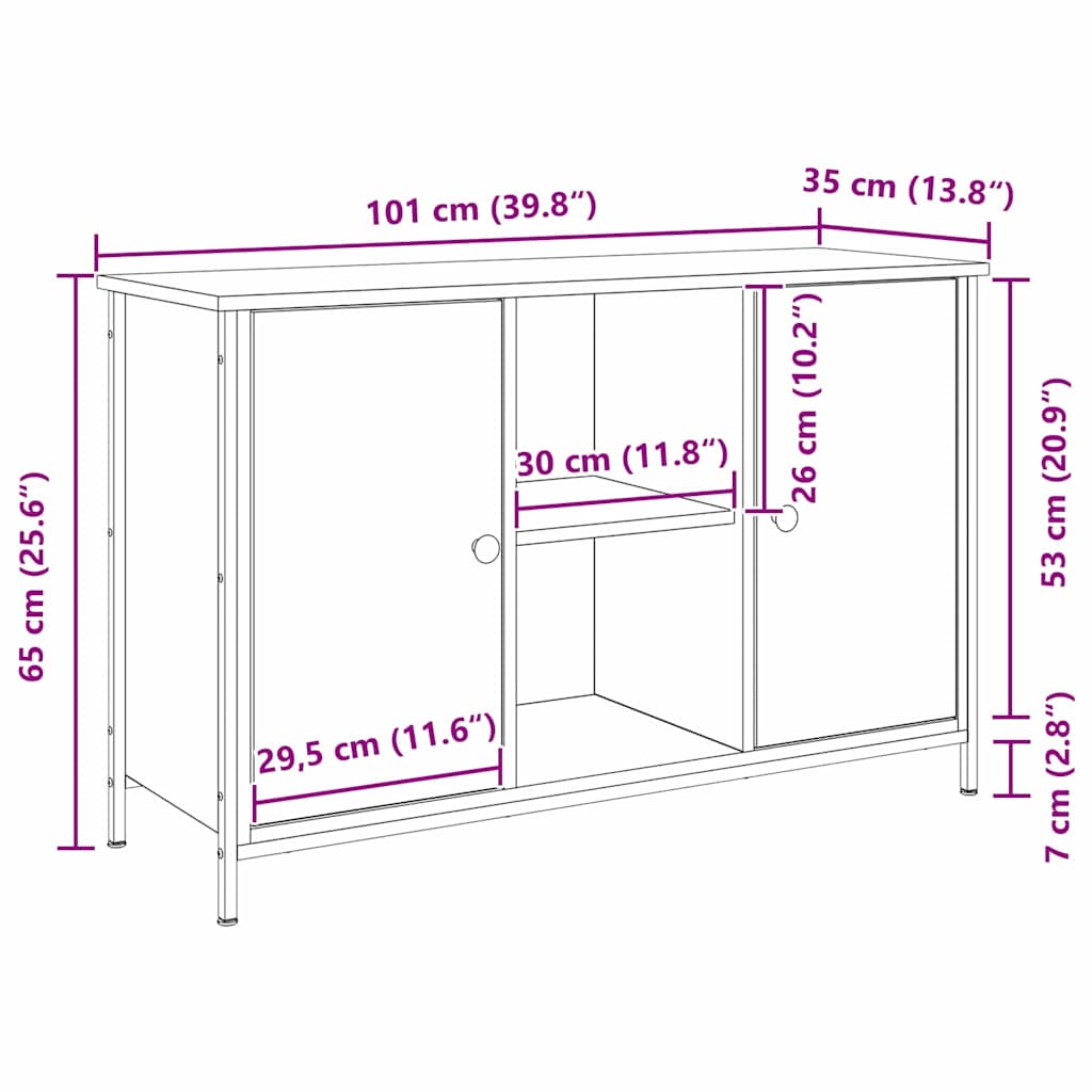 Set TV komoda Crni hrast 101 x 35 x 65 cm Konstruirano drvo