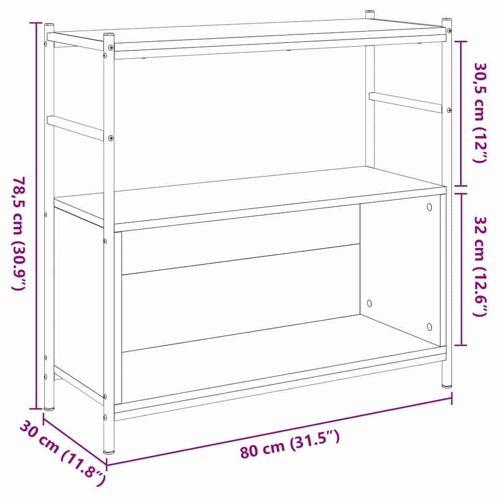Polica Dimljeni hrast 80 x 30 x 78,5 cm Konstruirano drvo