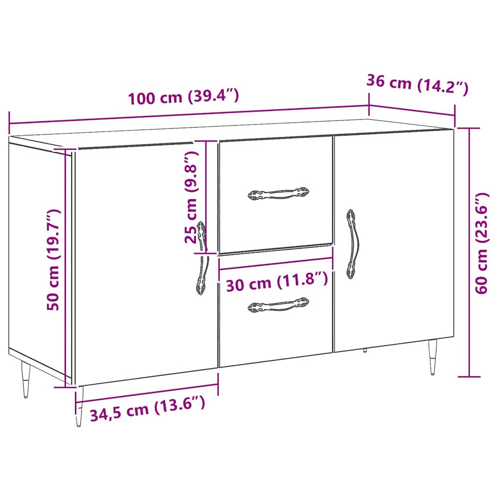 Kreveta Crni hrast 100 x 36 x 60 cm Konstruirano drvo