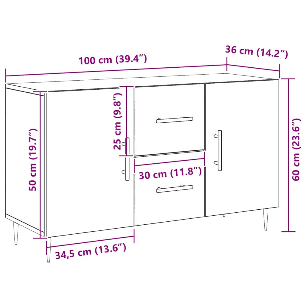 Kreveta Crni hrast 100 x 36 x 60 cm Konstruirano drvo