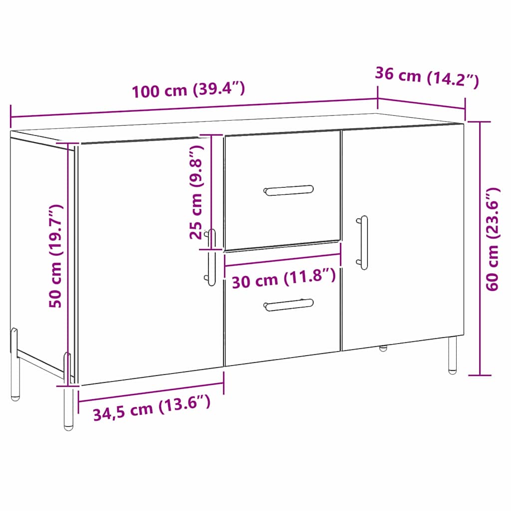 Kreveta Crni hrast 100 x 36 x 60 cm Konstruirano drvo