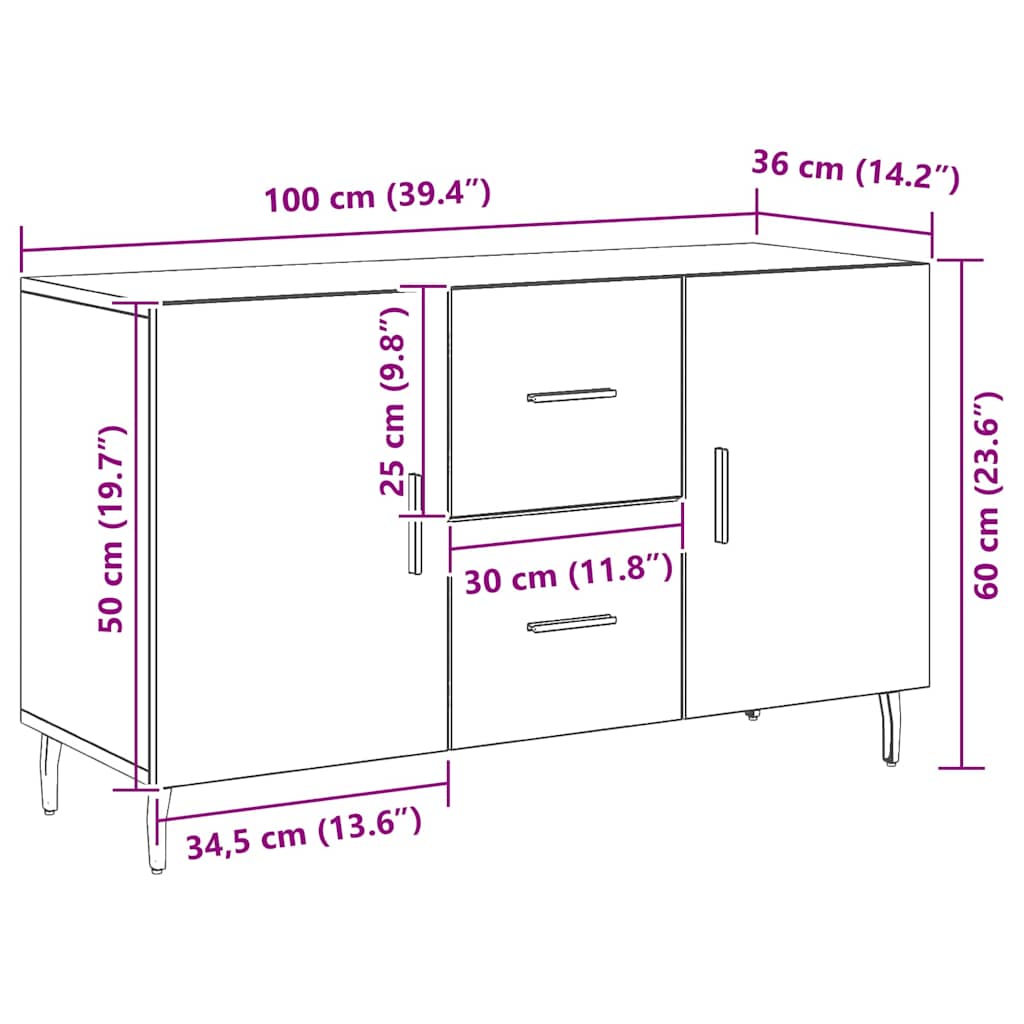 Kreveta Crni hrast 100 x 36 x 60 cm Konstruirano drvo