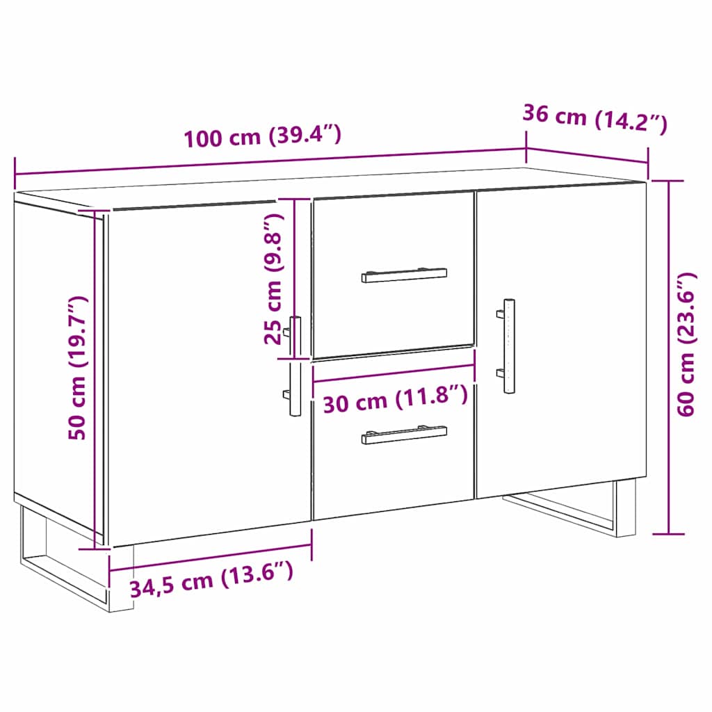 Kreveta Crni hrast 100 x 36 x 60 cm Konstruirano drvo