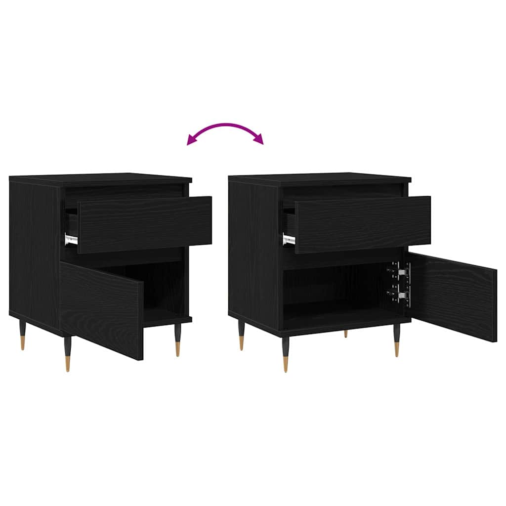 Noćni ormar 2 pcs Crni hrast 40 x 35 x 50 cm Konstruirano drvo