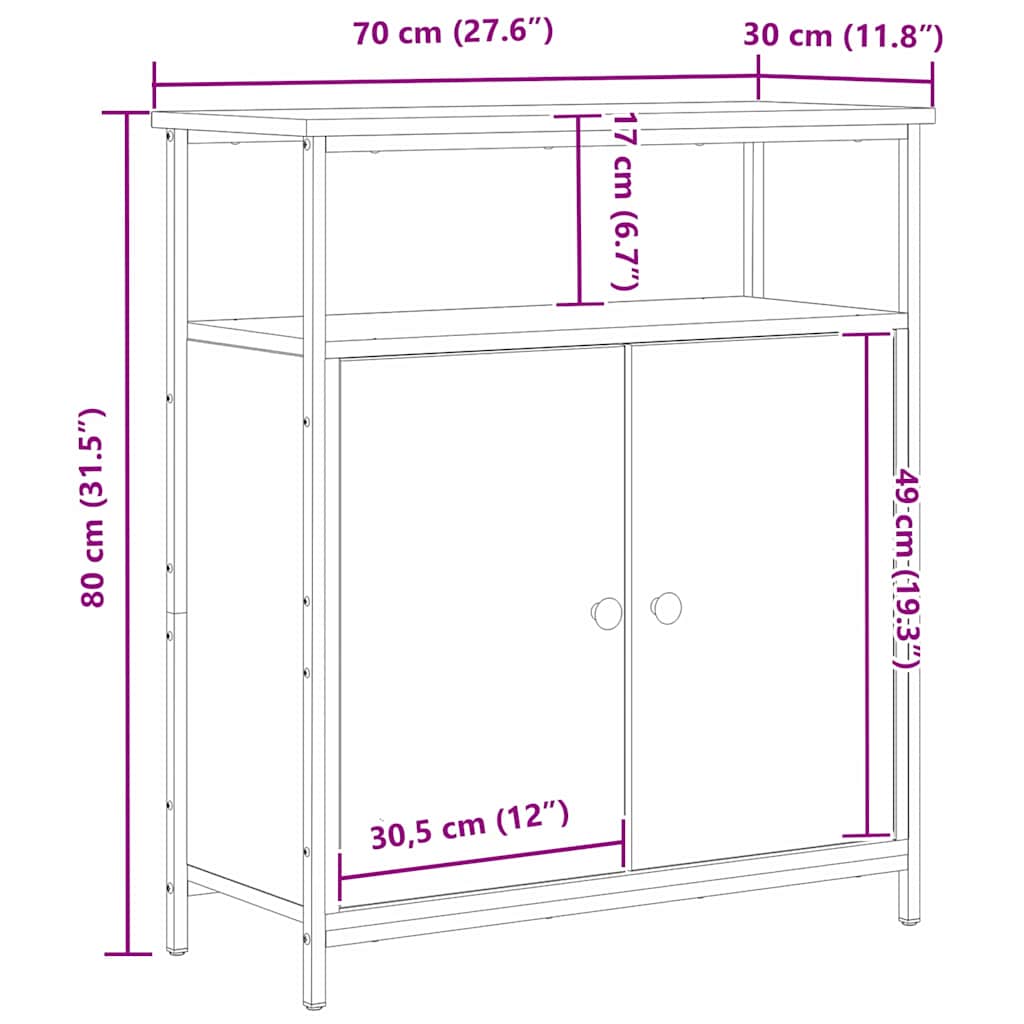 Kreveta Crni hrast 70 x 30 x 80 cm Konstruirano drvo