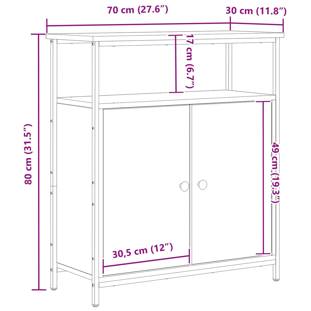 Kreveta Crni hrast 70 x 30 x 80 cm Konstruirano drvo