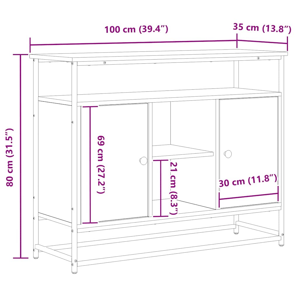 Kreveta Crni hrast 100 x 35 x 80 cm Konstruirano drvo