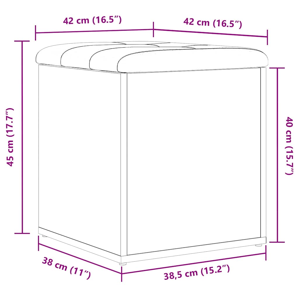 Klupa za pohranu Crni hrast 42 x 42 x 45 cm Konstruirano drvo
