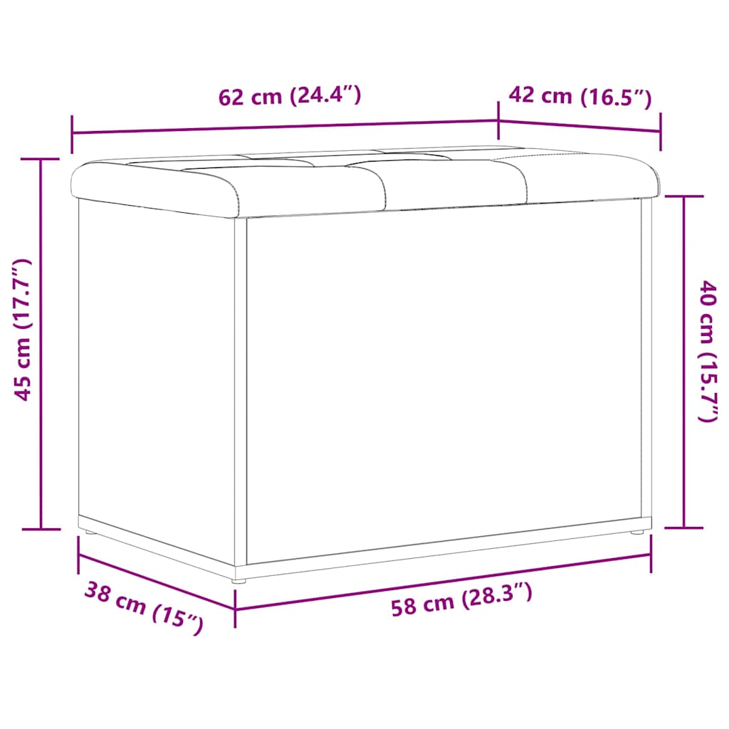Klupa za pohranu Crni hrast 62 x 42 x 45 cm Konstruirano drvo
