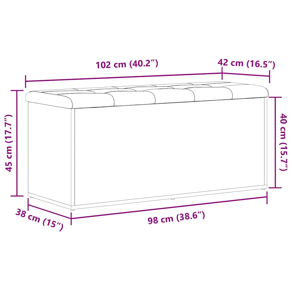Klupa za pohranu Crni hrast 102 x 42 x 45 cm Konstruirano drvo