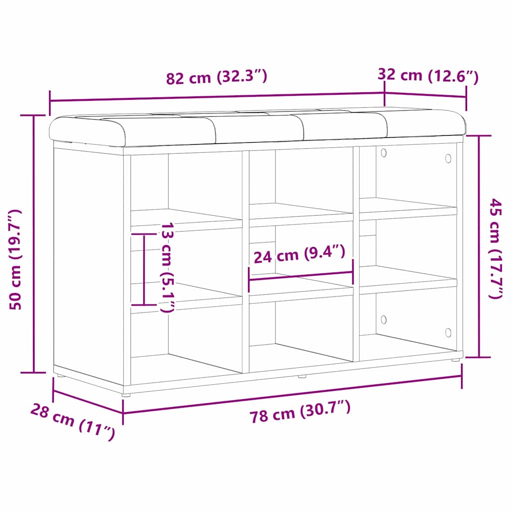 Klupa za cipele Crna 82 x 32 x 50 cm Konstruirano drvo